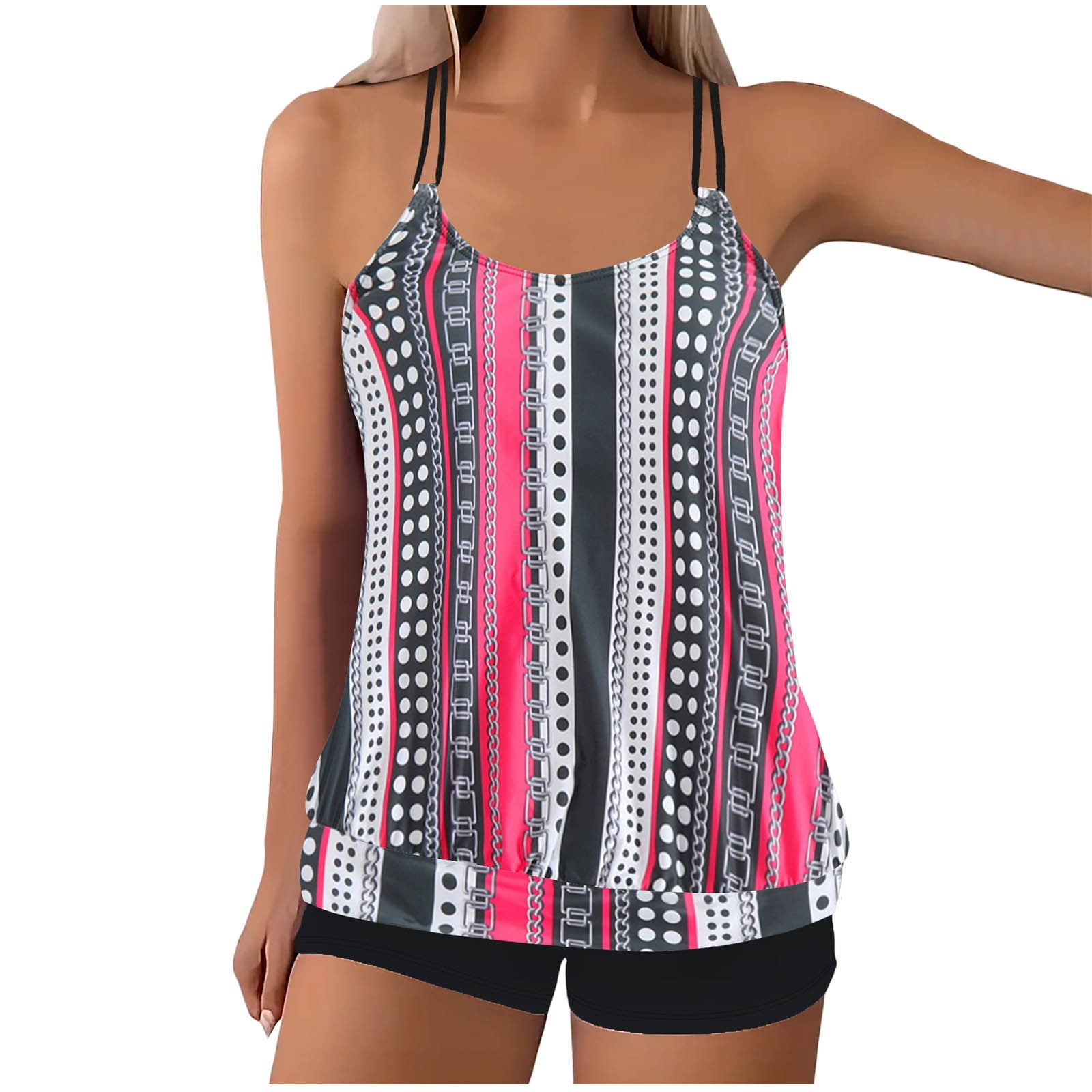 Wyobmus Women Modest Tankini Swimsuit Tummy Control Vintage Printed ...