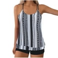 thumbnail image 1 of Wyobmus Women Modest Tankini Swimsuit Tummy Control Vintage Printed Swimwear Two Piece Bathing Suits Double Spaghetti Straps Swim Tank Top With Boyshorts F-Black, 1 of 5