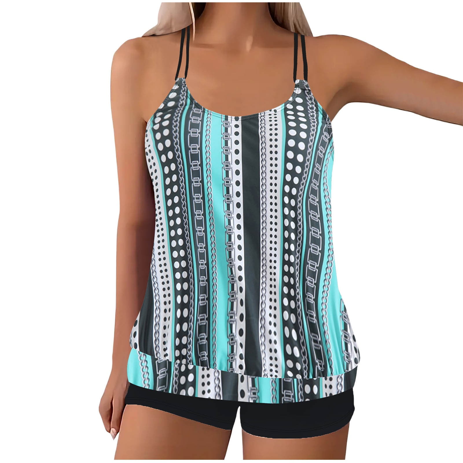 Wyobmus Women Modest Tankini Swimsuit Tummy Control Vintage Printed ...