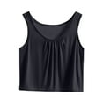 thumbnail image 1 of Wyobmus Women Olus Size Crop Tank Tops Comfy Modal Sleep Shirt Loose Fit Ruched Basic Tees Scpoop Neck Roomy Casual Half Camisoles 1X-8X B-Black, 1 of 7