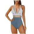 thumbnail image 1 of Wyobmus Women One Piece Swimsuit Tummy Control Deep Neck Bathing Suit High Waisted Mesh Sheer Monokini Swimwear B-White, 1 of 3