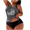 thumbnail image 1 of Wyobmus Women Plus Size Tankini Swimsuits Two Piece Bathing Suits Tummy Control Flag Printed Tankini Top Cheeky Swimwear Gray, 1 of 5