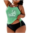 thumbnail image 1 of Wyobmus Women Plus Size Tankini Swimsuits Two Piece Bathing Suits Tummy Control Flag Printed Tankini Top Cheeky Swimwear Mint Green, 1 of 5