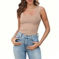 thumbnail image 1 of Wyobmus Women Sleeveless Square Neck Tank Tops Slim Fit Stretchy Layer Tee Shirts Casual Fleeced Pullover Tops Khaki, 1 of 9