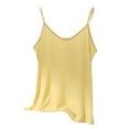 thumbnail image 1 of Wyobmus Women Tank Tops Spaghetti Strap V-Neck Linen Cotton Tops Loose Soft Camisole Basic Layering Shirts Yellow, 1 of 6