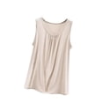 thumbnail image 1 of Wyobmus Women Tank Tops Summer Loose Fit Pleated Front Crew Neck Camisole Tops Trendy Sleeveless Flowy Blouses Beige, 1 of 8