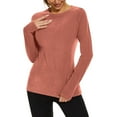 thumbnail image 1 of Wyobmus Women Thermal Shirts Basic Going Out Crew Tees Soft Fleece Lined Long Sleeve Tops Thermal Underwear Winter Cold Weather A-Pink, 1 of 9