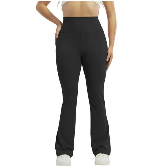 Wyobmus Women's 2024 Fall Wide Leg Yoga Pants Stretchy High Waisted Butt Lifting Athletic Running Bell Bottom Yoga Leggings A-Black