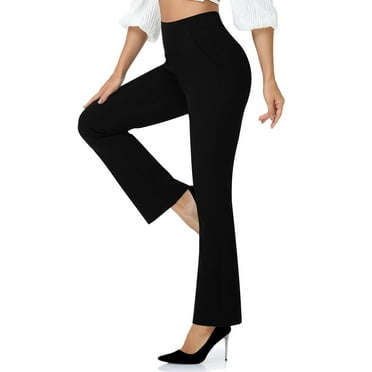 Wyobmus Women's Bell Bottom Dress Pants Bootcut Stretchy Work Pants for Women Slacks With Pockets for Business Office Black