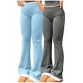 thumbnail image 1 of Wyobmus Women's Bell Bottom Flare Pants 2Pc Solid Color Elastic Waisted Skinny Sports Pants Casual Pants D-Gray, 1 of 6