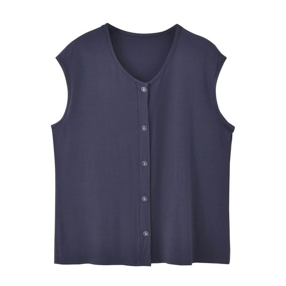 Wyobmus Women's Button Down Tank Tops Sleeveless Crew Neck Open Front Crop Vest Summer Going Out Y2K Clothes Dark Gray
