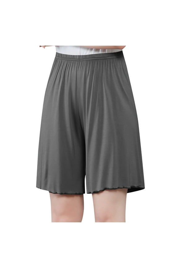 Women's Casual Loose Cozy Capris Yoga Shortpants Comfy Elastic Waisted Maxi Sports Athletic Lounge Pants Gray