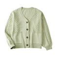 thumbnail image 1 of Wyobmus Women's Chunky Button Up Cardigan Sweaters Solid Color Long Sleeve Cable Knit Sweaters Fall Trendy Clothes Green, 1 of 4