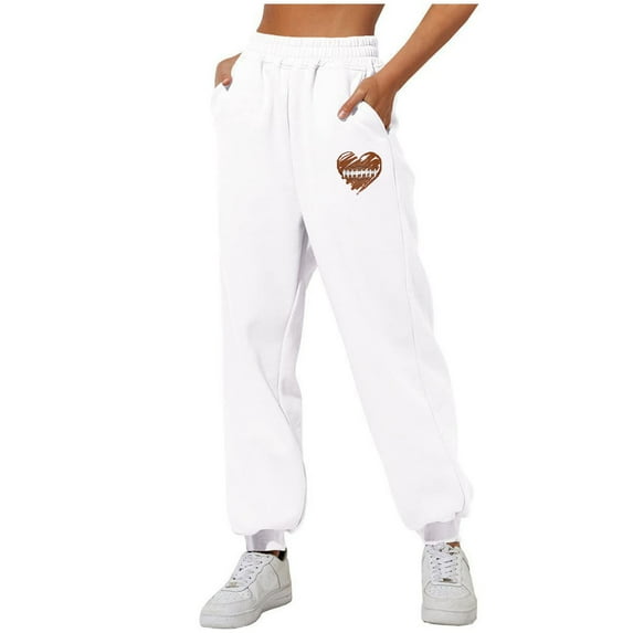 Wyobmus Women's Cinch Bottom Sport Pants Fashion High Waisted Joggers Pants Athletic Clothes With Pockets D-White