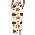 thumbnail image 1 of Wyobmus Women's Cinch Bottom Sweatpants Halloween High Waisted Drawstring Streetwear Athletic Joggers With Pockets E-Beige, 1 of 5
