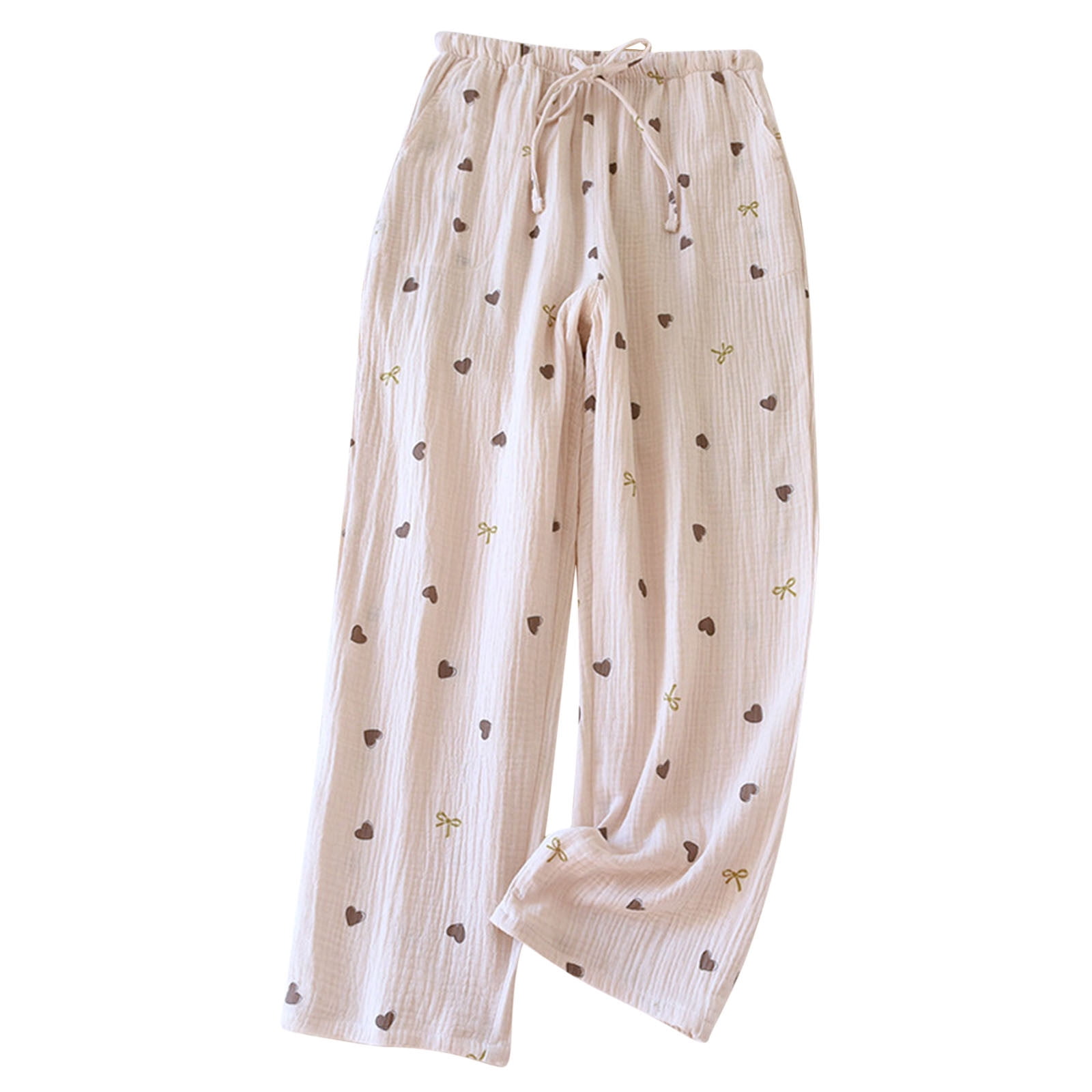 Wyobmus Women's Cotton Pajama Pants Floral Wide Leg Elastic Waisted ...