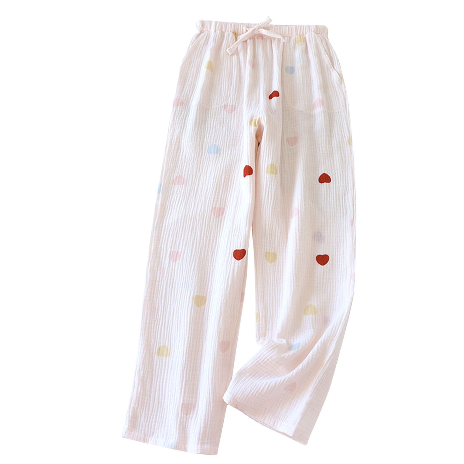 Wyobmus Women's Cotton Pajama Pants Floral Wide Leg Elastic Waisted ...