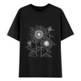 thumbnail image 1 of Wyobmus Women's Cotton Tshirts Loose Fit Short Sleeves Printed Blouse Casual form-Fitting Crew Neck Solid Basic Tee Tops S-3X D-Black, 1 of 3