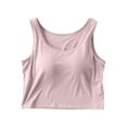 thumbnail image 1 of Wyobmus Women's Cropped Tank Tops Modal Spaghetti Strap Camisole Tops Basic Sports Crop Cami Half Camisoles With Chest Pad C-Pink, 1 of 4