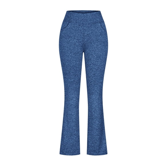 Wyobmus Women's Flare Yoga Leggings High Waisted Bootcut Yoga Pants Bell Bottom Workout Gym Leggings Light Blue