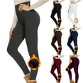 thumbnail image 1 of Wyobmus Women's Fleece Lined Leggings Casual Solid High Waist Leggings Slim Winter Warm Athletic Yoga Pants (Up to 5XL),A-Black, 1 of 4