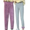 thumbnail image 1 of Wyobmus Women's Fleece Lined Leggings Solid Color Thick Fleece Leggings Tummy Control High Waisted Workout Winter Warm Soft Yoga Pants C-Gray, 1 of 9