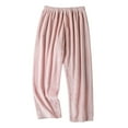 thumbnail image 1 of Wyobmus Women's Fluffy Pajama Pants Comfy Fuzzy Warm Fleece Thicken Pj Bottoms Elastic Waist Wide Leg Sleep Pants Loungewear with Pocket A-Pink, 1 of 3