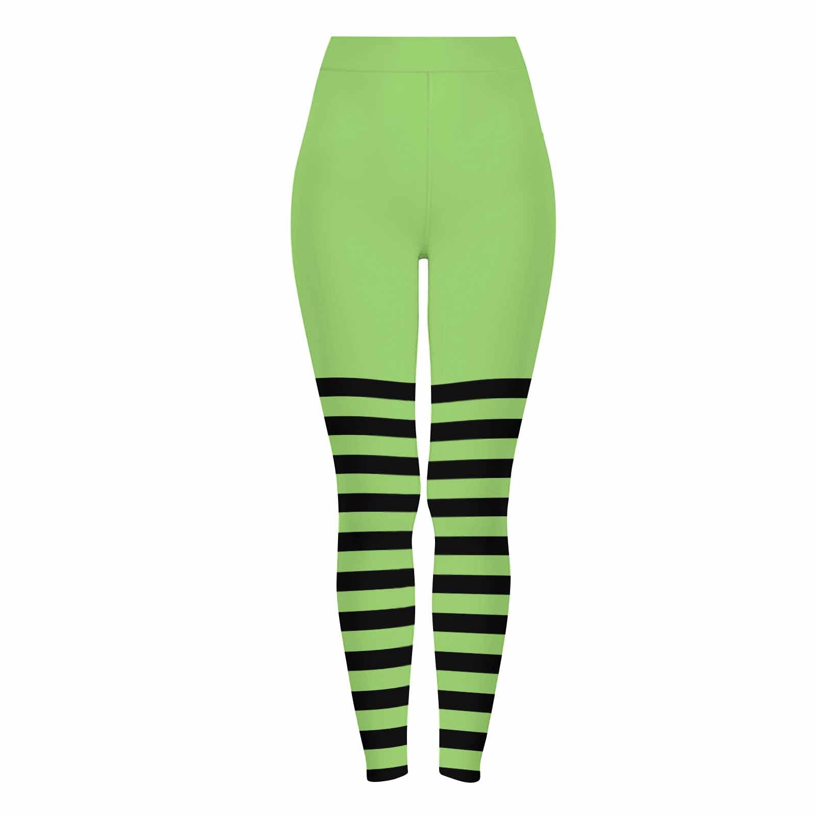 Wyobmus Women's Halloween Striped Leggings High Waist Witch Tight Pants ...