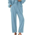 thumbnail image 1 of Wyobmus Women's High Waisted Dress Pants Loose Business Pleated Front Work Pants Casual Front Seam Straight Leg Office Suit Pants with Pockets Blue, 1 of 6