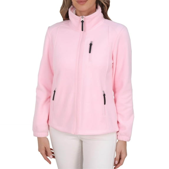 Wyobmus Women's Lightweight Full-Zip Jackets Soft Warm Polar Fleece Long Sleeve Lapel Jackets Fall Winter Outdoor Casual Coat with Zipper Pockets A-Pink