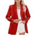 thumbnail image 1 of Wyobmus Women's Long Sleeve Blazers 2 Buttons Work Office Notched Collar Suit Jackets with Pockets A-Red, 1 of 4