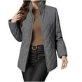 thumbnail image 1 of Wyobmus Women's Long Winter Quilted Jacket Stand Collar Long Sleeve Light Puffer Jacket Full Zip Padded Winter Coat Casual Outwear with Pocket D-Gray, 1 of 9
