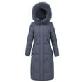 thumbnail image 1 of Wyobmus Women's Long Winter Thicken Puffer Coat Faux Fur Lapel Collar Warm Snow Jacket Zip Up Parka Down Jackets Trendy Fashion Outerwear for Clod Weather C-Gray, 1 of 7