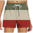 thumbnail image 1 of Wyobmus Women's Lounge Shorts Trendy High Waisted Drawstring Color Block Comfy Short Pants Red, 1 of 1