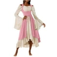 thumbnail image 1 of Wyobmus Women's Medieval Renaissance Dress 2 Pcs Victorian Dress Fashion Retro Off-The-Shoulder Gothic Midi Dress with Front Open High Waist Lace Up Clothes Pink, 1 of 6