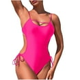 thumbnail image 1 of Wyobmus Women's Monokini One Piece Swimsuits Cut Out Tummy Control Bathing Suit Side Tie Backless Swimwear Pink, 1 of 7