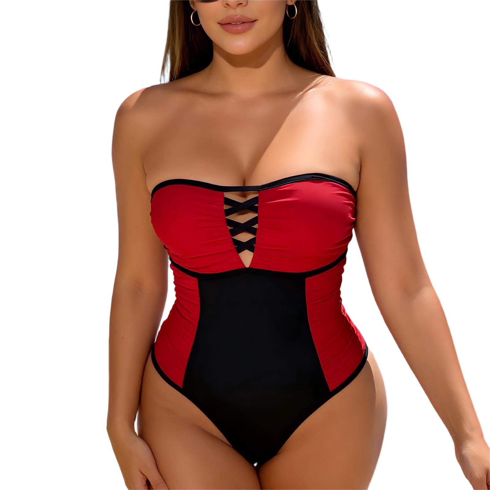 Wyobmus Women's One Piece Swimsuits with Built-In Bra Halter Neck