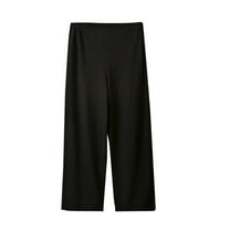 Wyobmus Women's Pajama Pants Solid Color Wide Leg Casual Lounge Pants Comfy Loose Elastic Waist Long Sweatpants A-Black
