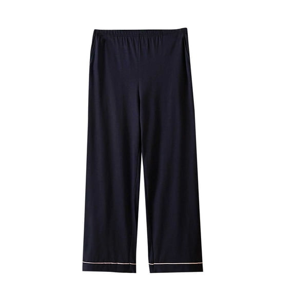 Wyobmus Women's Pajama Pants Solid Color Wide Leg Casual Lounge Pants Comfy Loose Elastic Waist Long Sweatpants B-Navy