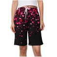 thumbnail image 1 of Wyobmus Women's Pajama Short Casual Elastic Waist Drawstring Pj Shorts Novelty Floral Printed Sleeping Bottoms With Side Pockets B-Black, 1 of 6