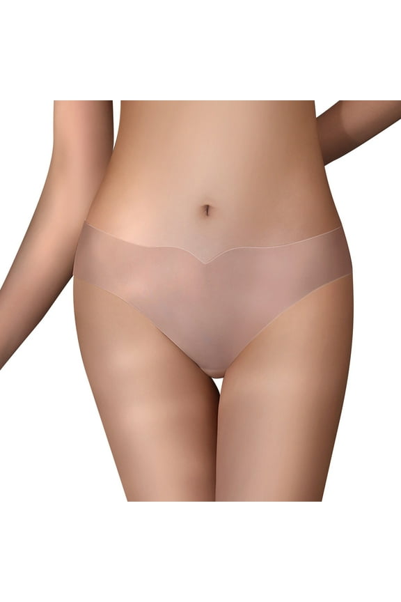 Women's Seamless Thong Lightweight Naked High Elasticity Bikini Low Rise Yoga Sports Fitness Underwear Coffee