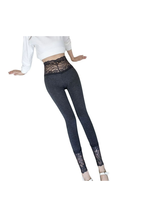 Women's Sheer High Waist Tights Fake Translucent Lace Trim Pantyhose High Stretchy Sheer Leggings Tummy Control Slim Soft Modal Tights Dark Gray*