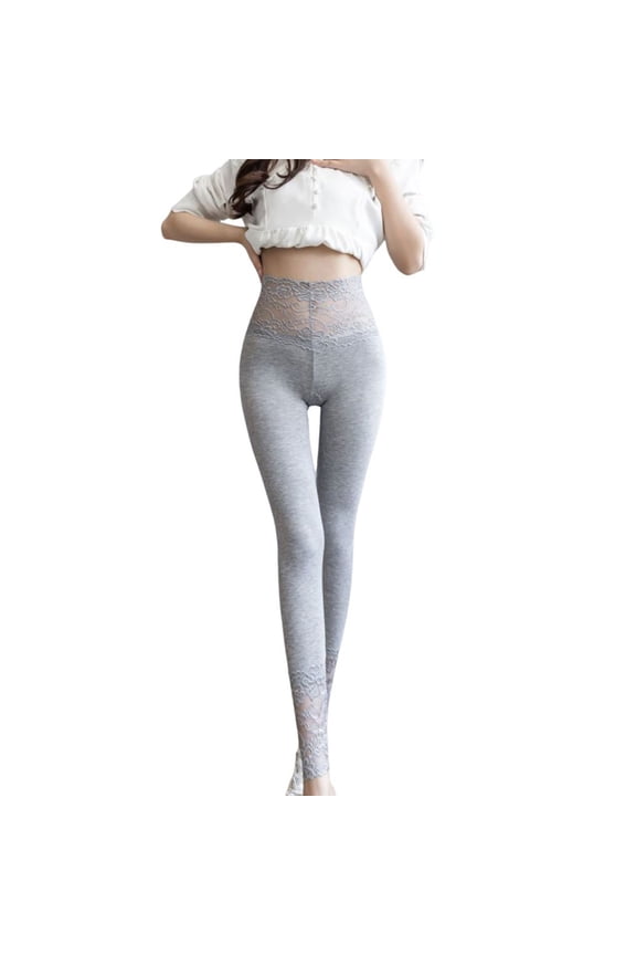 Women's Sheer High Waist Tights Fake Translucent Lace Trim Pantyhose High Stretchy Sheer Leggings Tummy Control Slim Soft Modal Tights Gray*