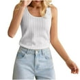 thumbnail image 1 of Wyobmus Women's Sleeveless Tank Tops Soft Ribbed Knitted Scoop Neck Crop Tops Solid Color Fitted Basic Cami Tee Shirts White, 1 of 8
