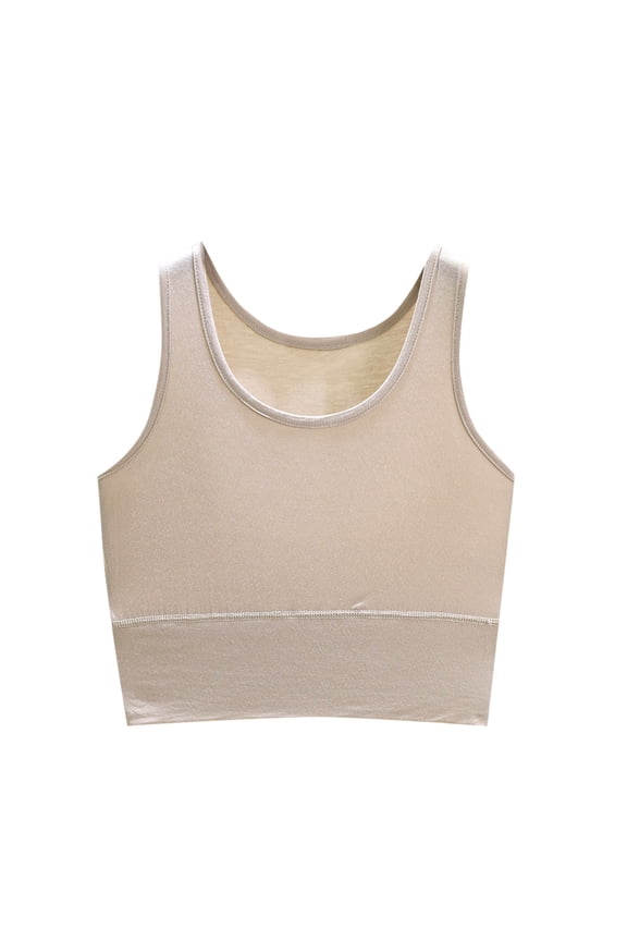 Women's Summer Tank Tops Soft Modal Tops Sleeveless Scoop Neck Fitted Crop Camisole Tanks Solid Color Cotton Basic Shirts M-5X A-Beige