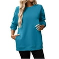 thumbnail image 1 of Wyobmus Women's Sweatshirts Oversized Crewneck Long Sleeve Pullover Fleece Top Season Fashion Clothes with Pocket C-Blue, 1 of 9