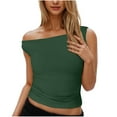 thumbnail image 1 of Wyobmus Women's Tank Tops Casual Sleeveless One Shoudler Asymmetric Neck Camisole Tank Summer Tee Shirts Olive Green, 1 of 9