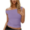 thumbnail image 1 of Wyobmus Women's Tank Tops Casual Sleeveless One Shoudler Asymmetric Neck Camisole Tank Summer Tee Shirts Purple, 1 of 9