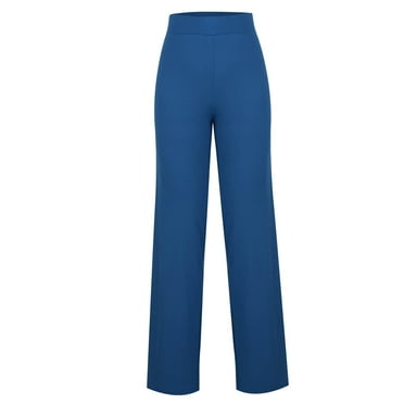 Wyobmus Women's Wide Leg Pants Casual High Waist Embroidery Star Print Lounge Pants Light Blue