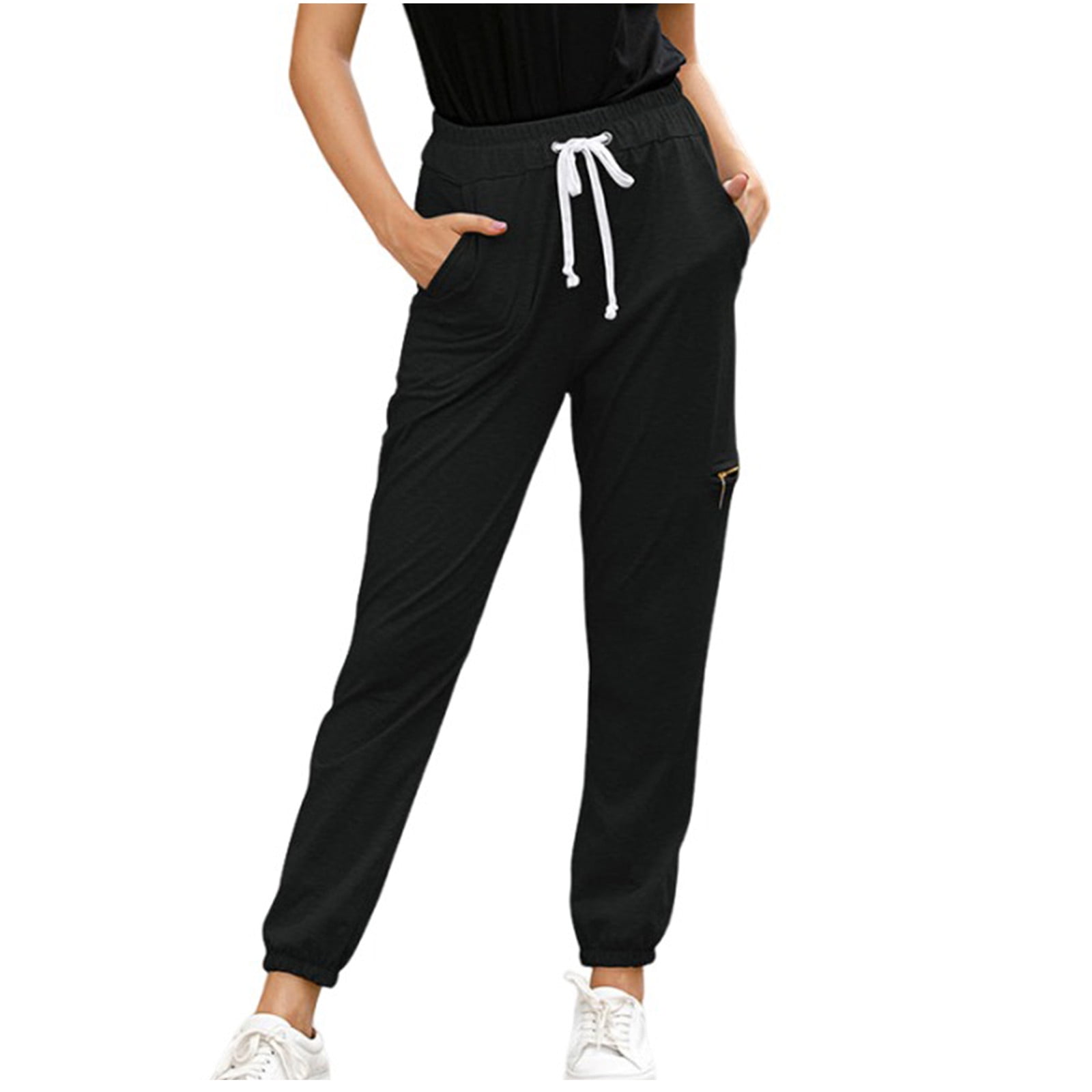 Shiny Metallic Pants for Women Joggers High Waist with